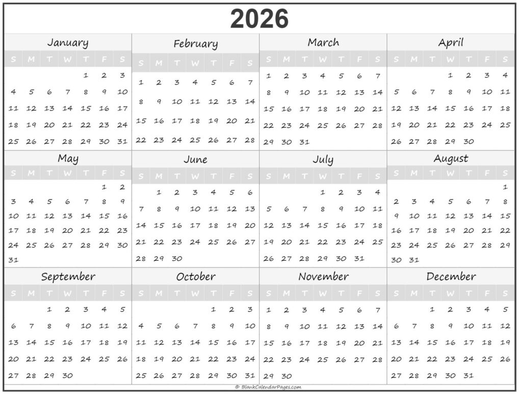Printable Calendar 2026 Pdf