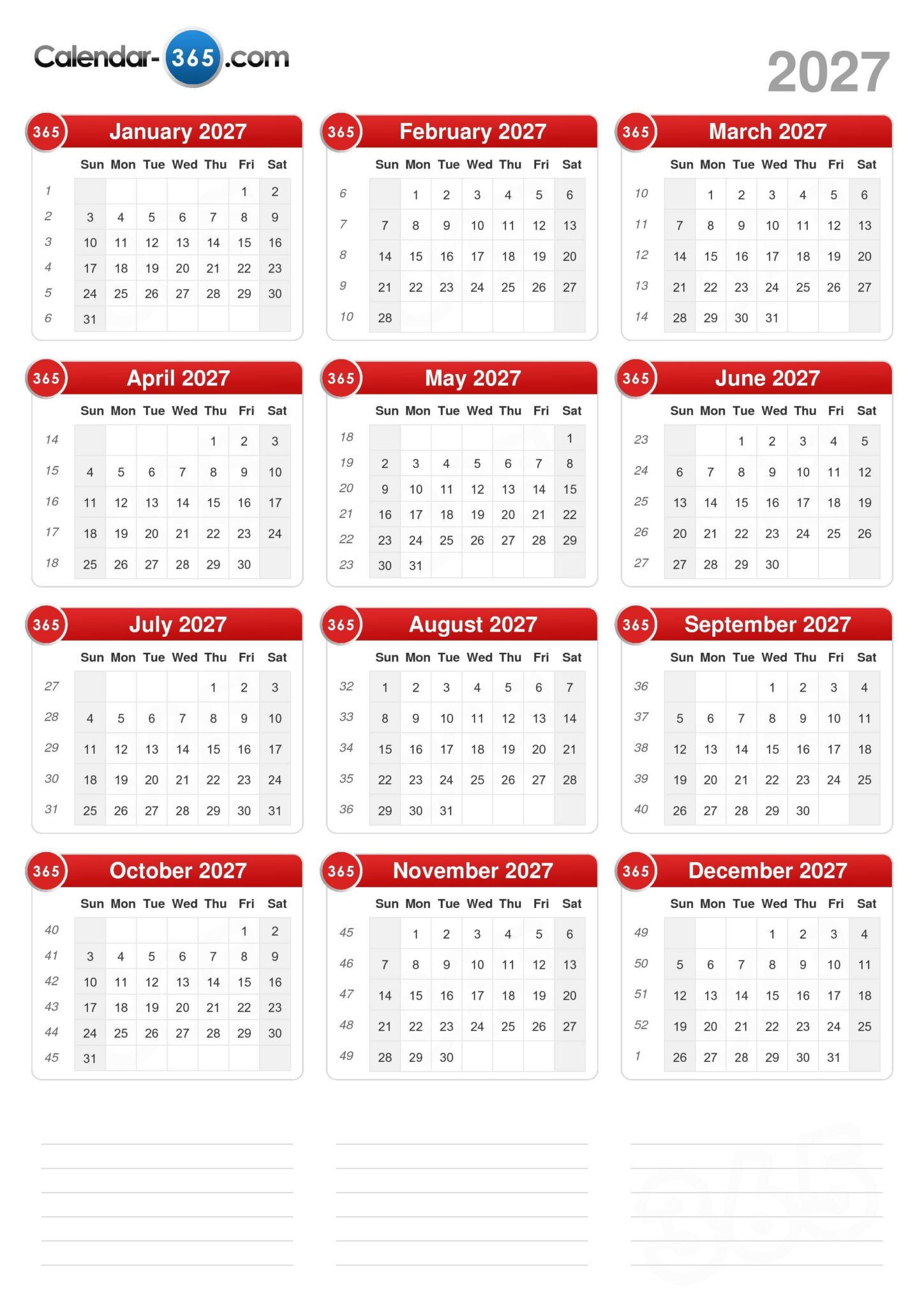 Free Printable Monthly Calendar 2027 Portrait - calendar.sorteasport.com