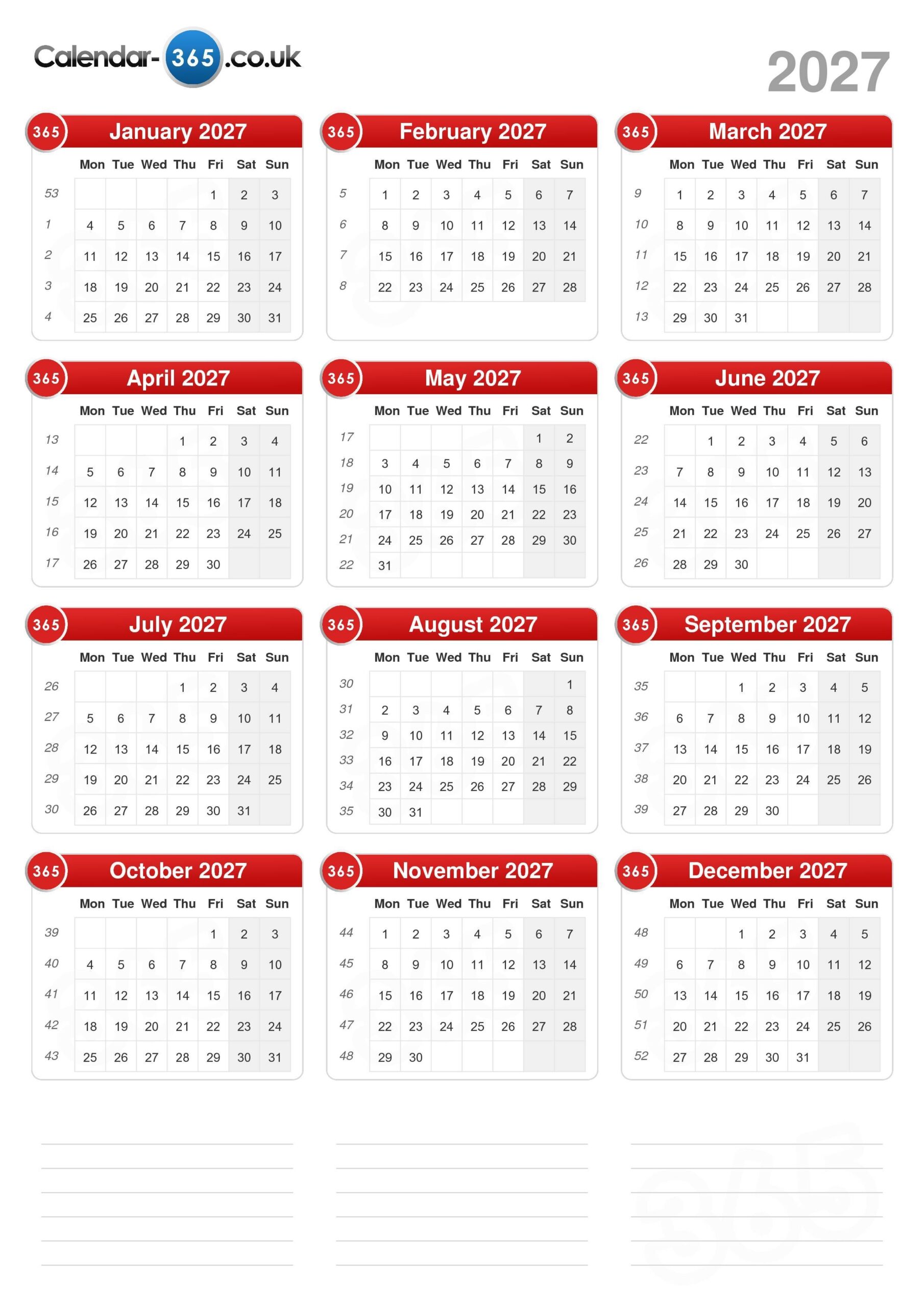 Calendar 2027