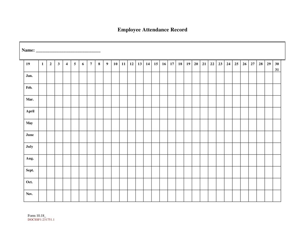 Free Printable 2026 Employee Attendance Calendar Pdf Usa calendar