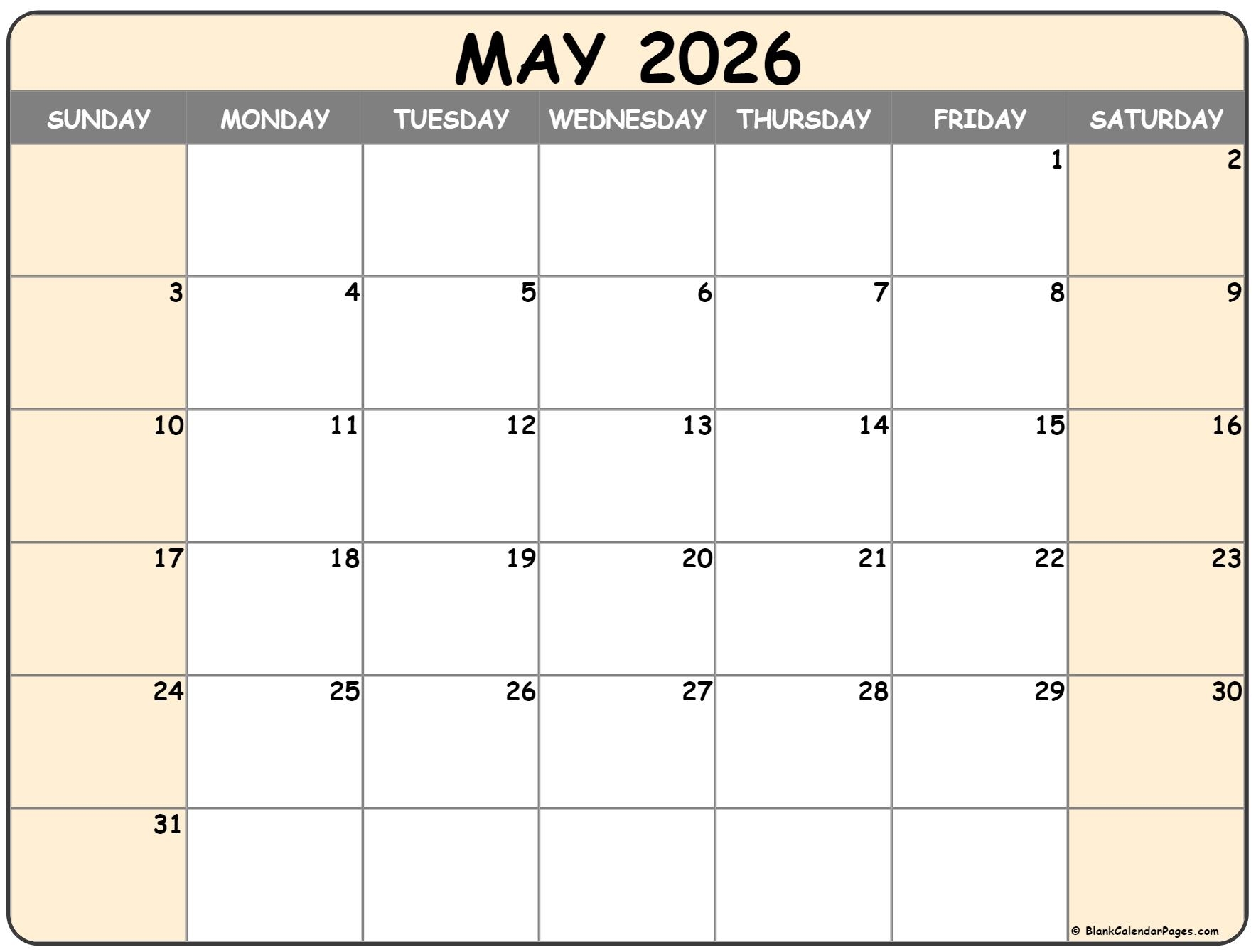 May 2026 Calendar Free Printable Calendars