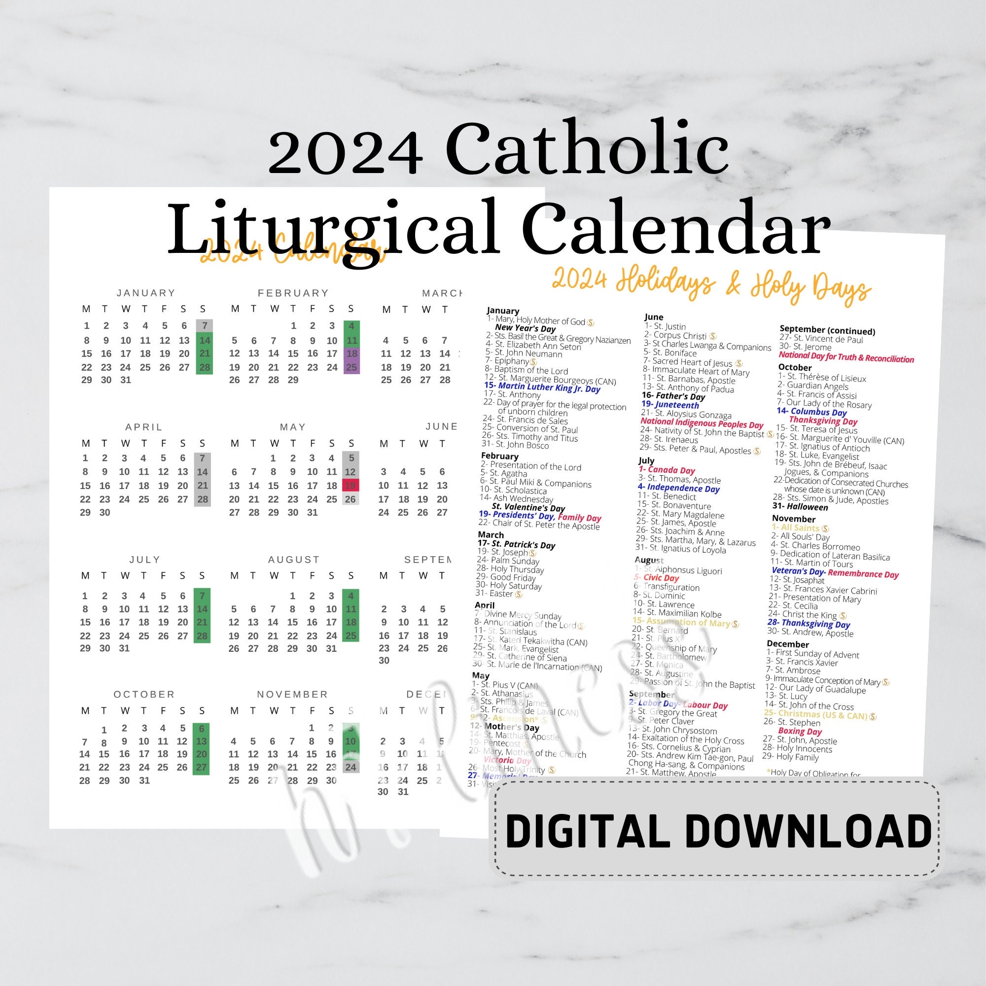 Roman Catholic Calendar 2025 Printable Hazel Skye